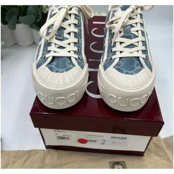 Gucci chunky sneakers in light blue GG denim size 38 made in Italy - Picture 3 of 8